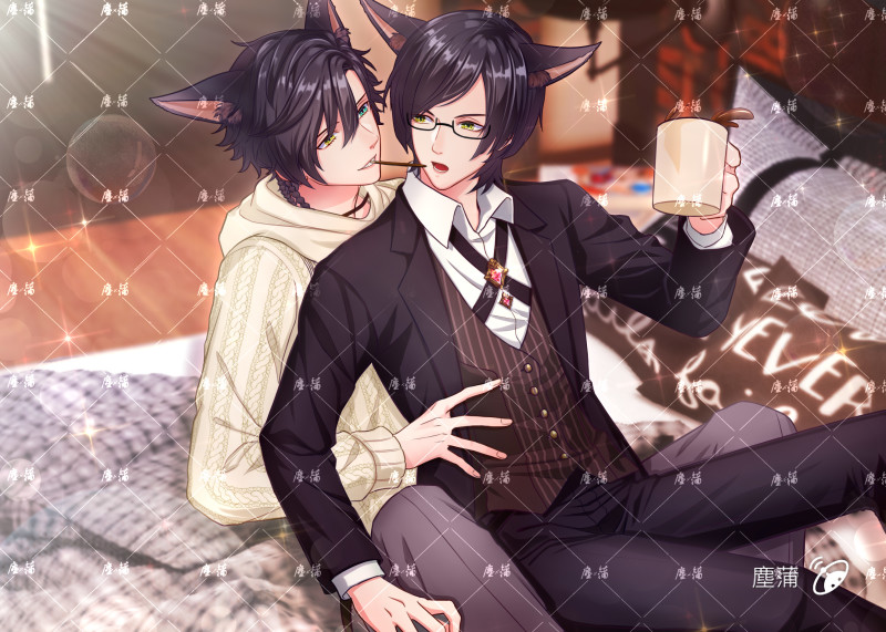 【ff14|猫男】清晨来一个甜甜的pocky kiss吧~ - 绘画