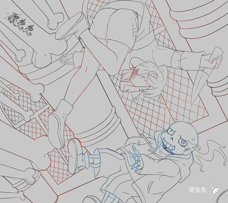 sans和chara头像,sans和chara的情头 【传说之下/sans和chara】帅气对打