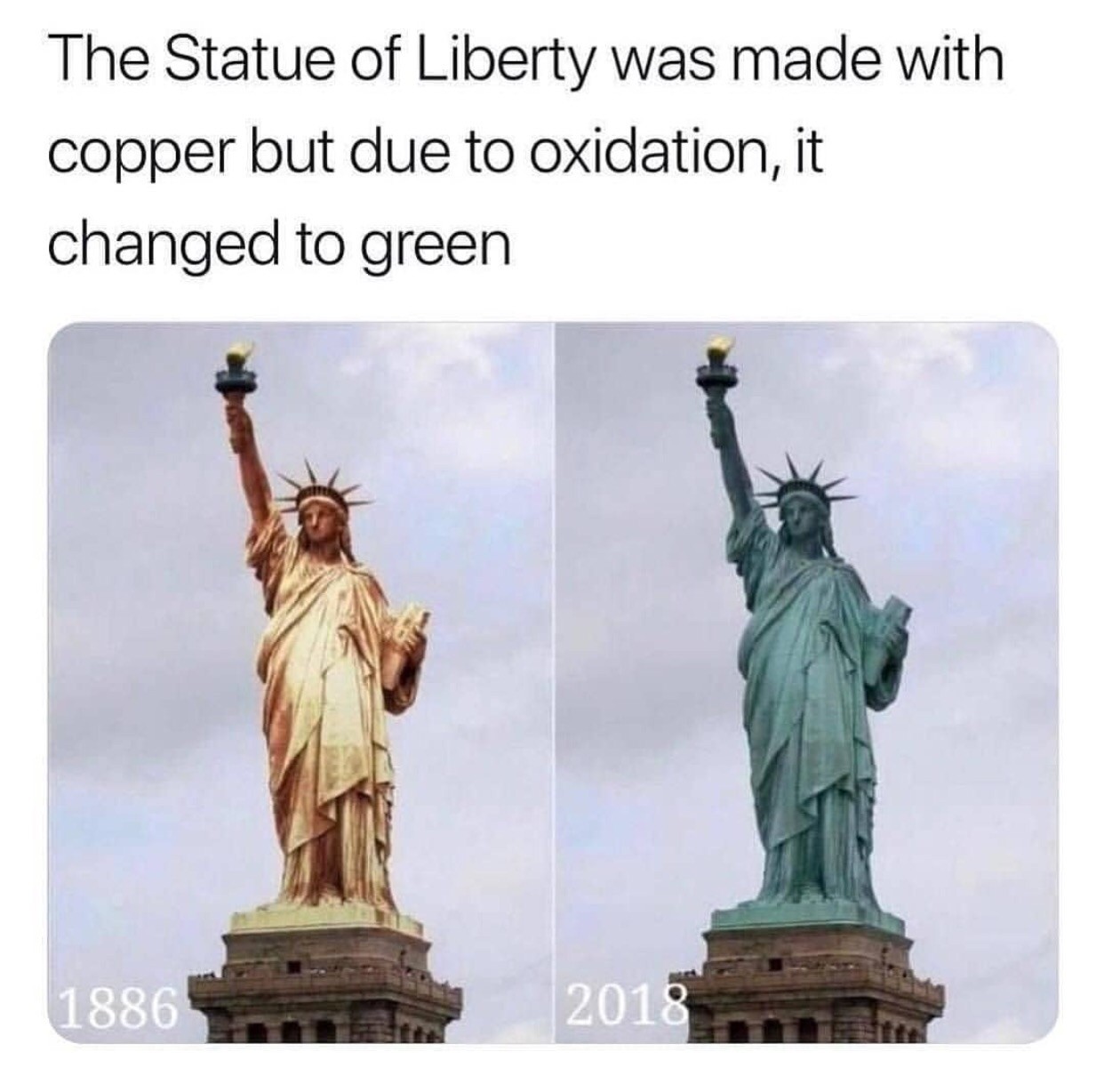自由女神像曾经是金色