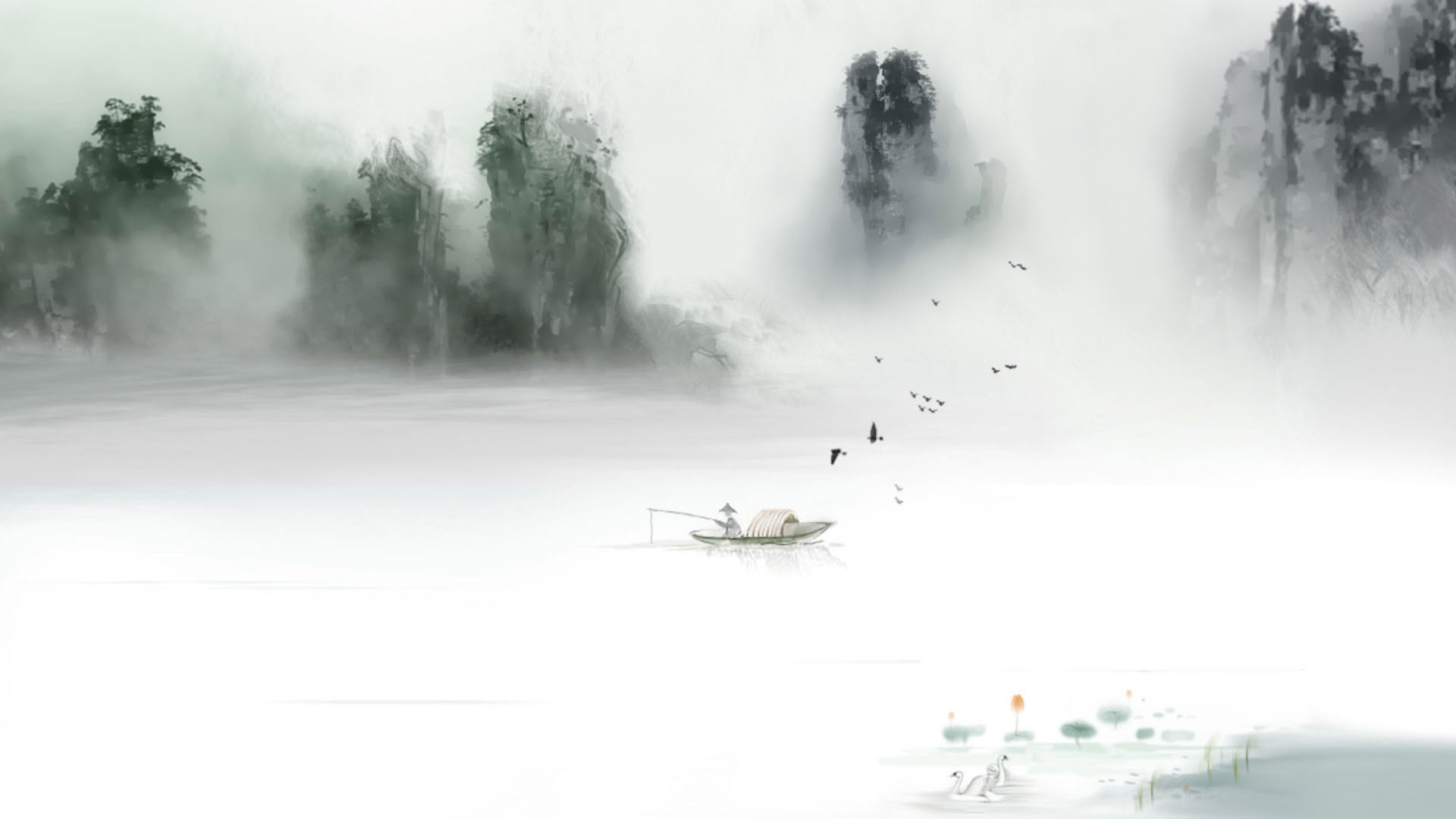 丹青水墨画唯美高清桌面壁纸