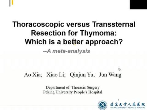 Thoracoscopic versus transsternal resection for thymoma ，which is a better approach：Systematic review and meta-analysis