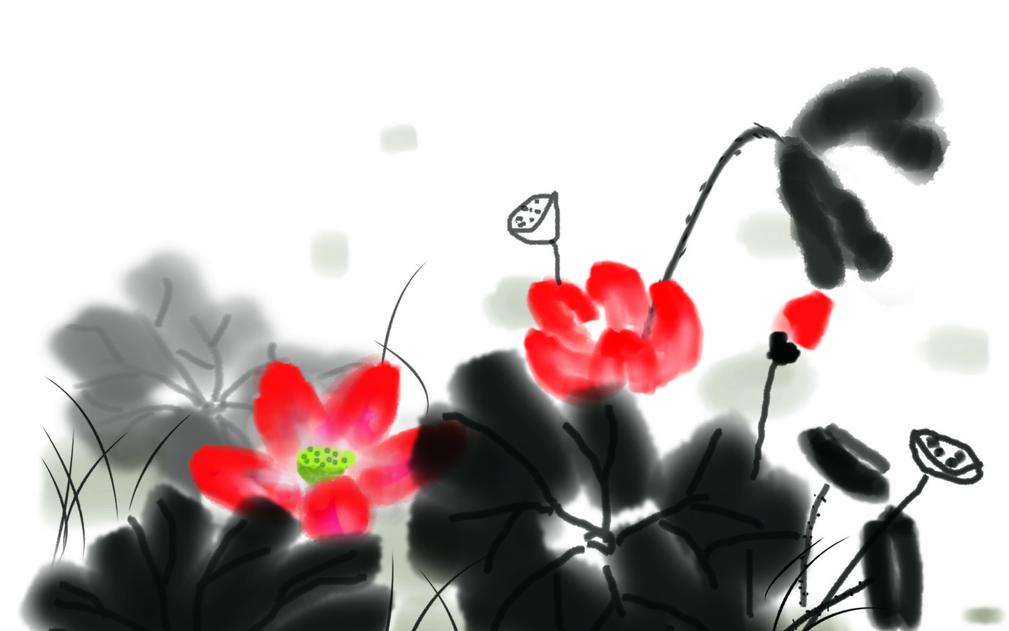 电脑壁纸复古风水墨画桌面壁纸