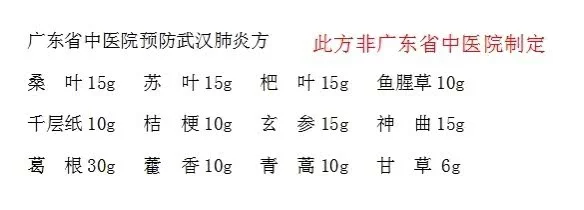 廣東中醫院制定出預防新型冠狀病毒肺炎藥方