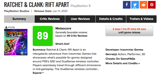 《瑞奇与叮当 时空跳转》媒体评分解禁，IGN 给出 9 分