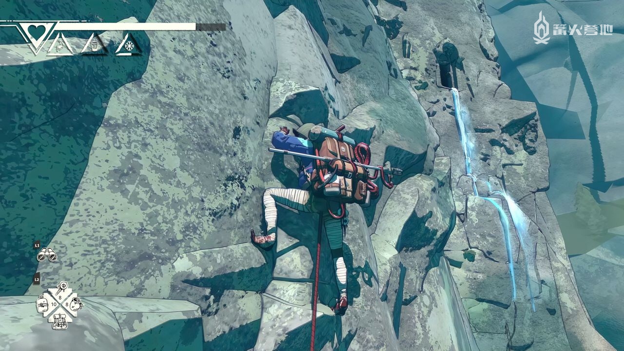 观察岩石轮廓上的凸起，寻找指尖能扣住的地方向上攀爬