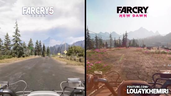 地形简直一摸一样！《孤岛惊魂 5》和《新曙光》画面对比