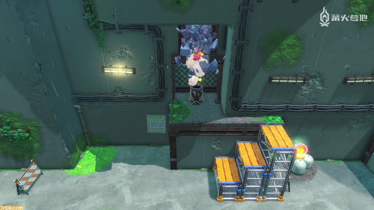 点燃大炮引线的熟悉机关。在引线的火苗到达大炮之前，进入大炮中就能发射卡比并打开道路