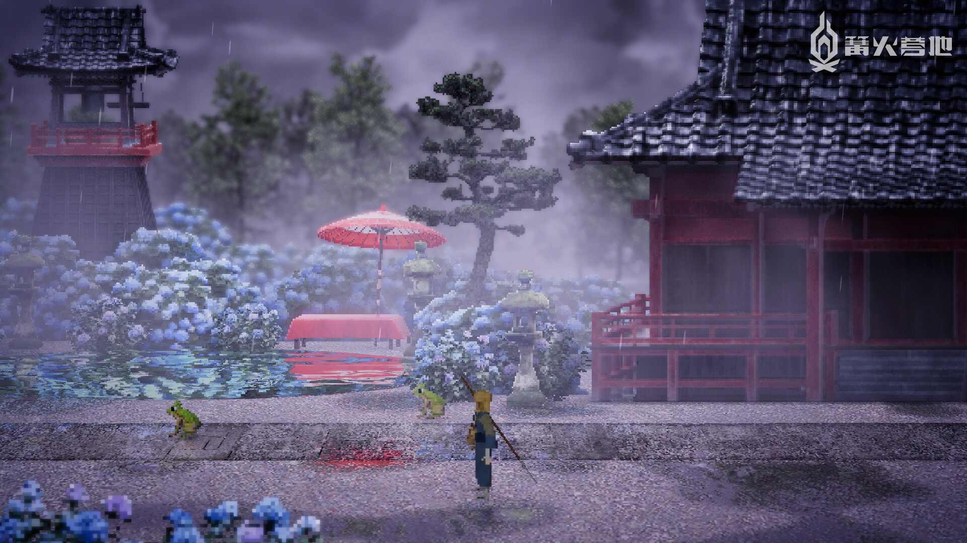 和风像素 2D 卷轴动作冒险游戏《雨魂》公布主视觉图