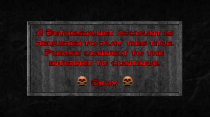 玩初代 Doom 也要登录账号，B 社又给广大玩家提供了笑料