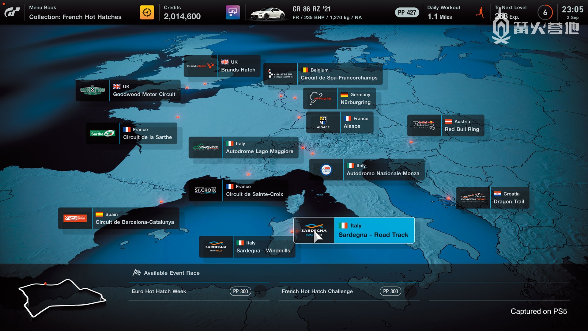 作为汽车文化的发源地，欧洲拥有数量较多的 15 条赛道。包括日本在内的亚洲-大洋洲地区则收录了 9 个赛道，美国收录了 10 条赛道
