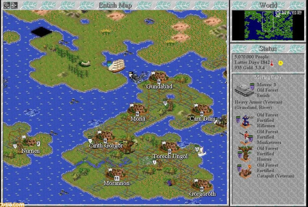 《文明 2》的游戏画面
