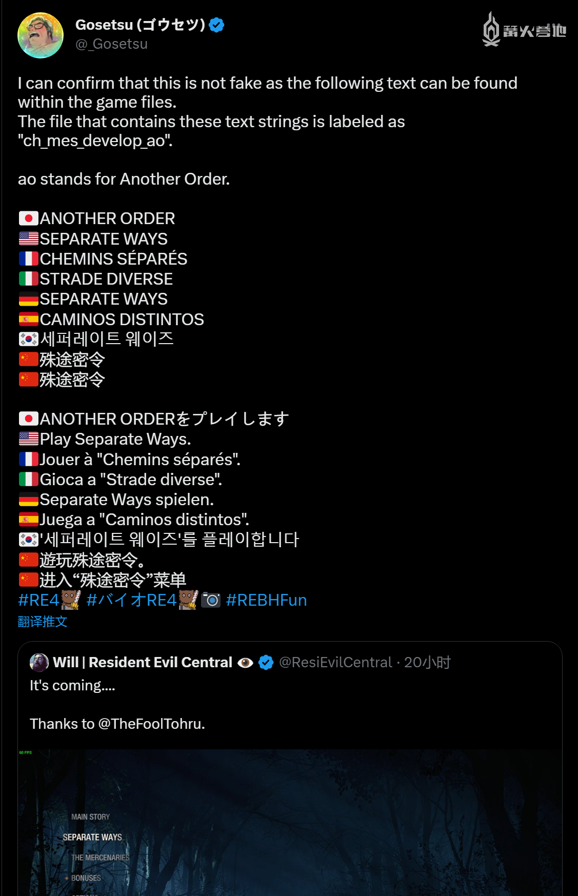 《生化危机 4 重制版》艾达篇名称或为「殊途密令」