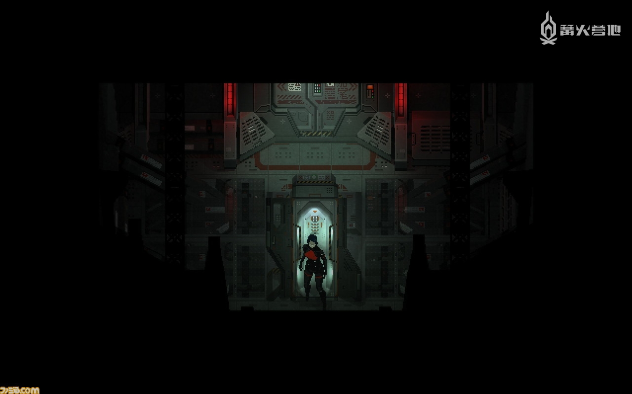 游戏画面为俯视视角下的 3D 像素风格。在移动过程中搜寻道具，打开门锁继续前进
