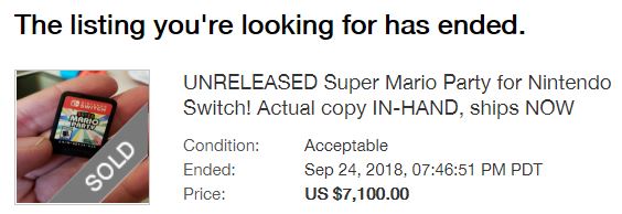 《超级马力欧派对》
偷跑版拍出 7100 美元